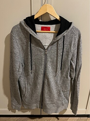 Zara L beden Gri Fermuarlı Hoodie