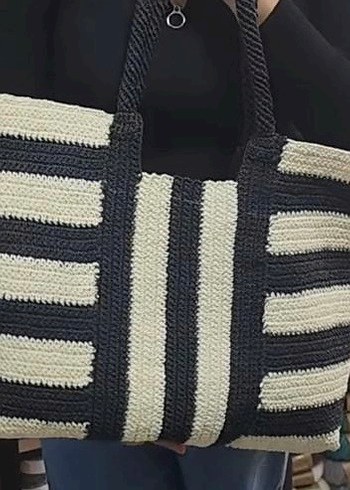 Bohem Zebra Desenli Örgü Kadın Çanta