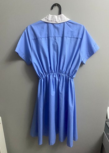 Mavi Pamuklu Midi Elbise - Görsel 2