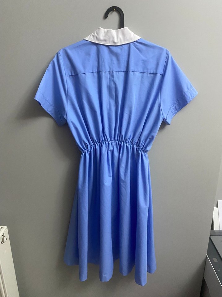 Mavi Pamuklu Midi Elbise - Görsel 2