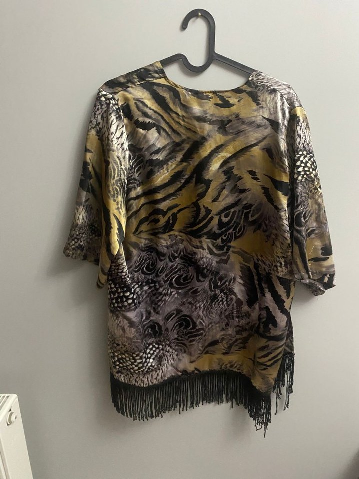 Gri Desenli Kadın Kimono - Görsel 2