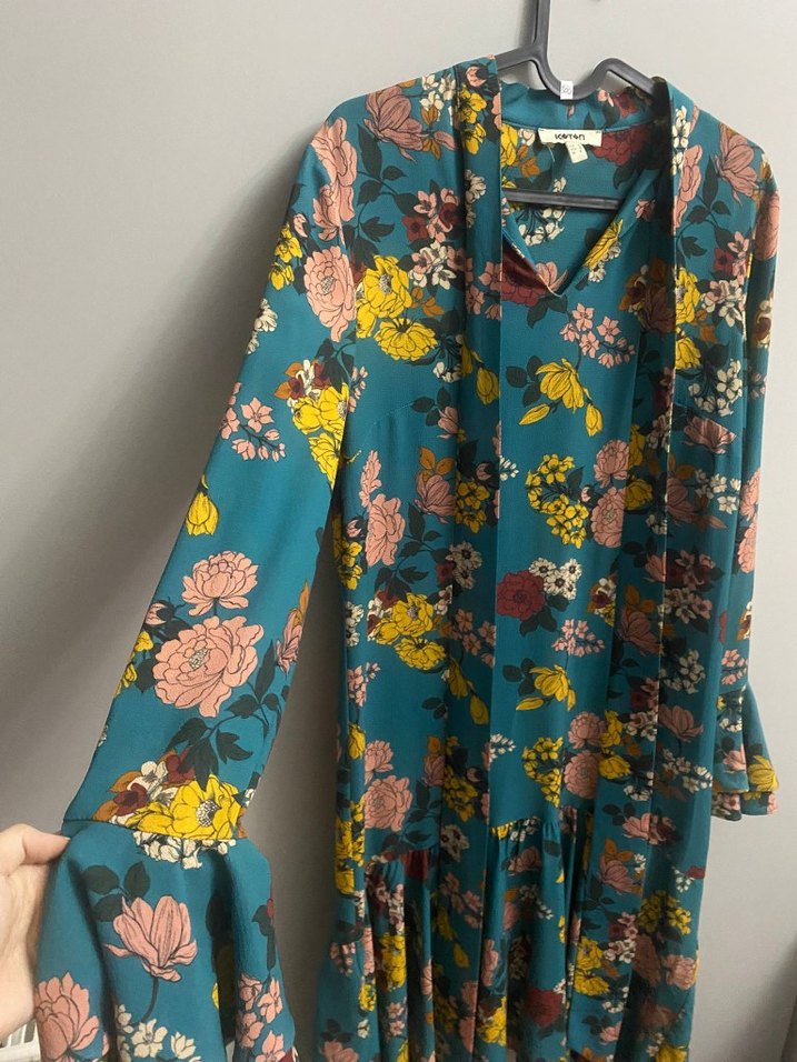 Çiçek Desenli Uzun Bohem Elbise - Görsel 3