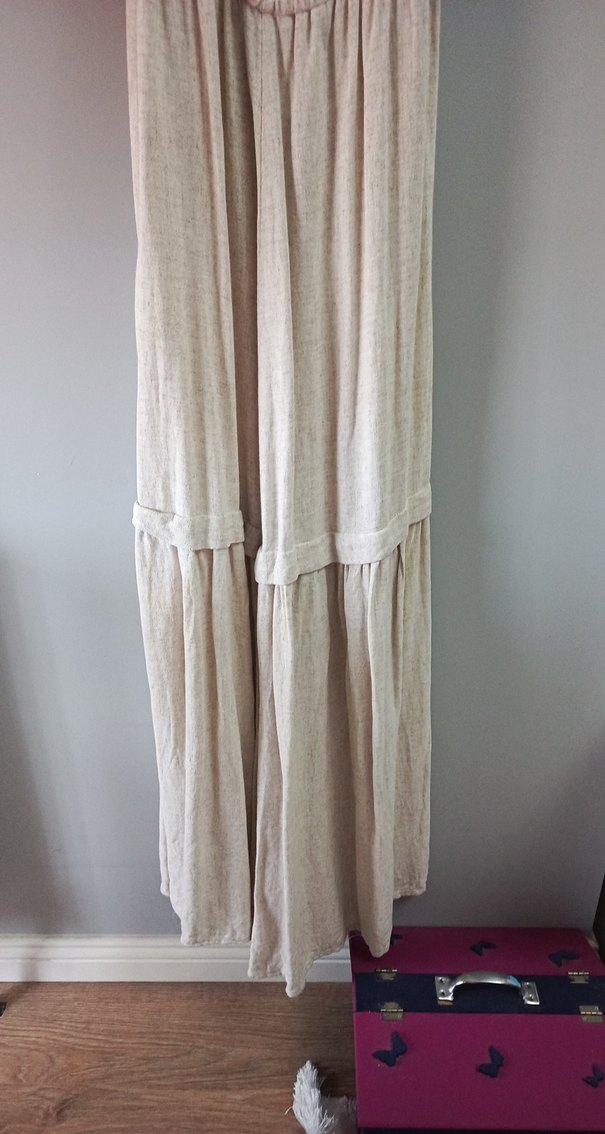 Bej Uzun Keten Bohem Elbise - Görsel 2