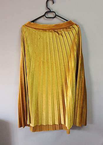 Sarı Pilili Midi Kadın Etek - Görsel 3