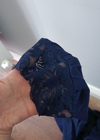 Lacivert Dantel Detaylı Kadın pijama takım - Görsel 3