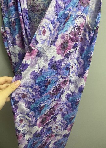 Kadın Mor Uzun Kolsuz Bağlamalı Elbise - Görsel 3