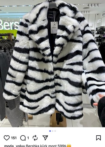 l Beden Bershka marka Sokak Stili Zebra Desenli Kapüşonlu Kadın Kürk