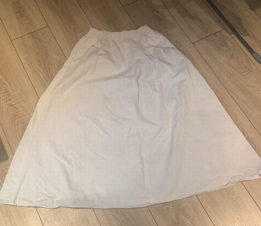 Beyaz Midi Keten Salaş Etek - Görsel 3