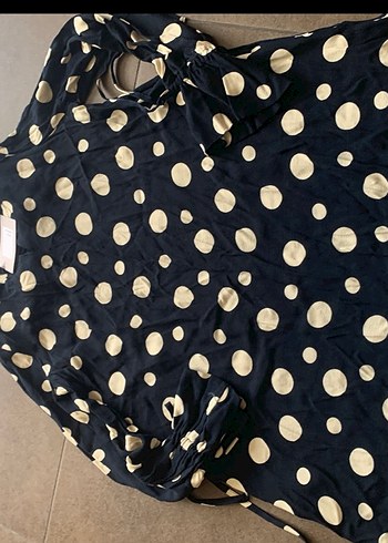 Uzun Kollu Puantiyeli  Bluz Elbise - Görsel 4