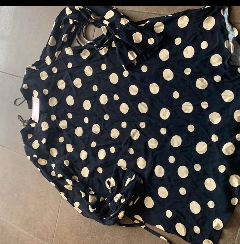 Uzun Kollu Puantiyeli  Bluz Elbise - Görsel 4