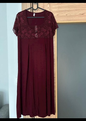 Bordo Uzun Kollu Kadın lohusa gecelik takımı - Görsel 4