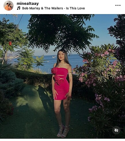 Pembe gül detaylı elbise