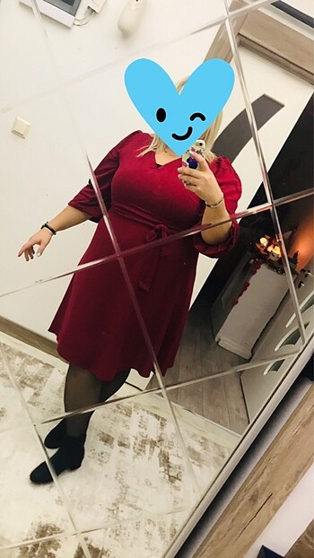48 Beden bordo Renk Elbise