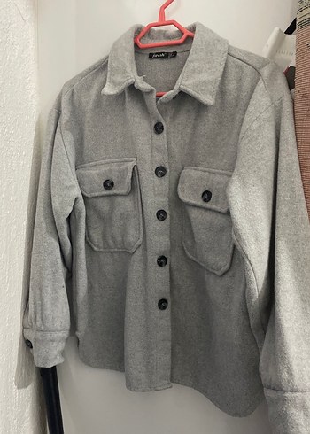 Zara Gri Oversize Dugmeli Gomlek Ceket