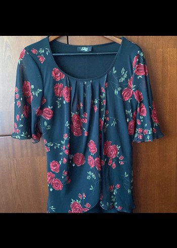 xxl Beden Siyah Çiçekli Vintage Uzun Elbise