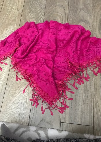 Dantel Detaylı Pembe Kadın Fular - Görsel 2