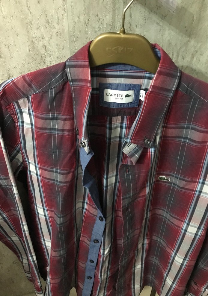 Bordo Gri Ekose Uzun Kollu Erkek Gömlek - Görsel 2