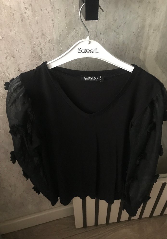 Uzun Kollu Siyah Kolu tüllü - Görsel 3