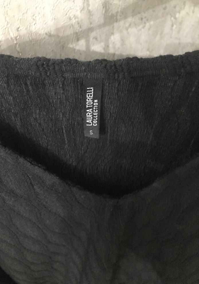 Siyah V Yakalı Örgü Kadın Bluz - Görsel 2