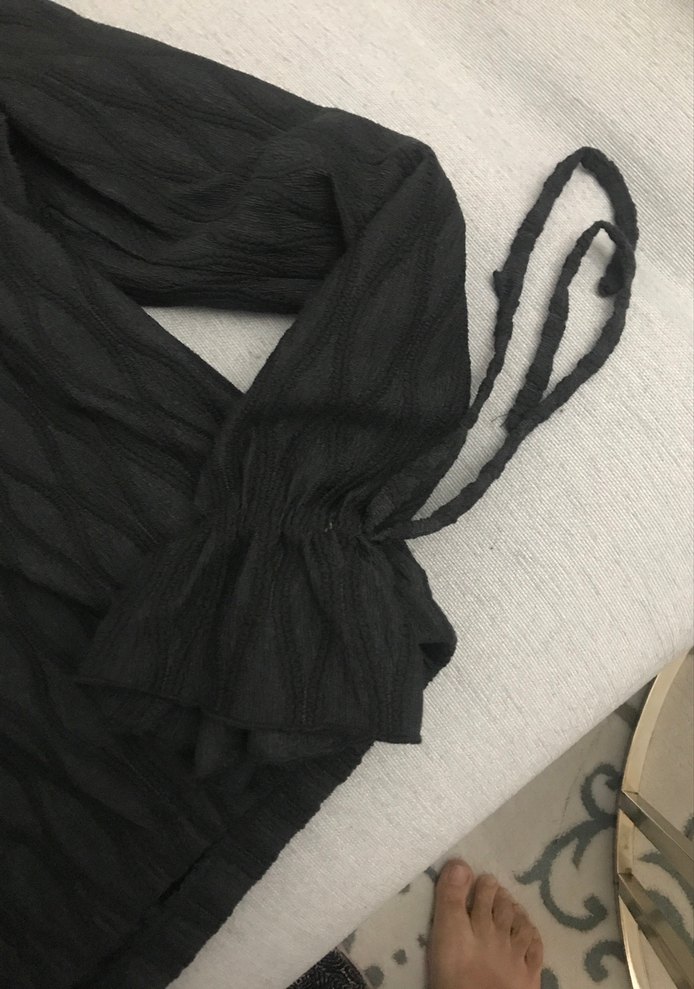 Siyah V Yakalı Örgü Kadın Bluz - Görsel 4