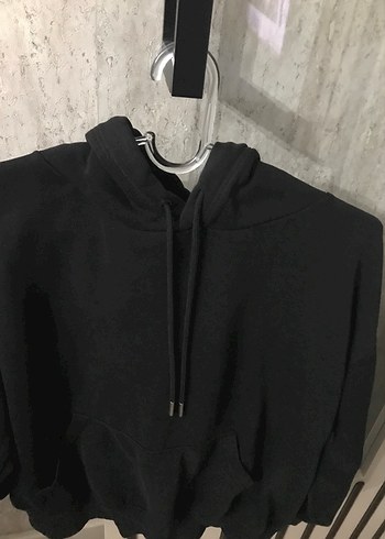 Siyah Yüksek Yakalı Kadın Sweatshirt - Görsel 2