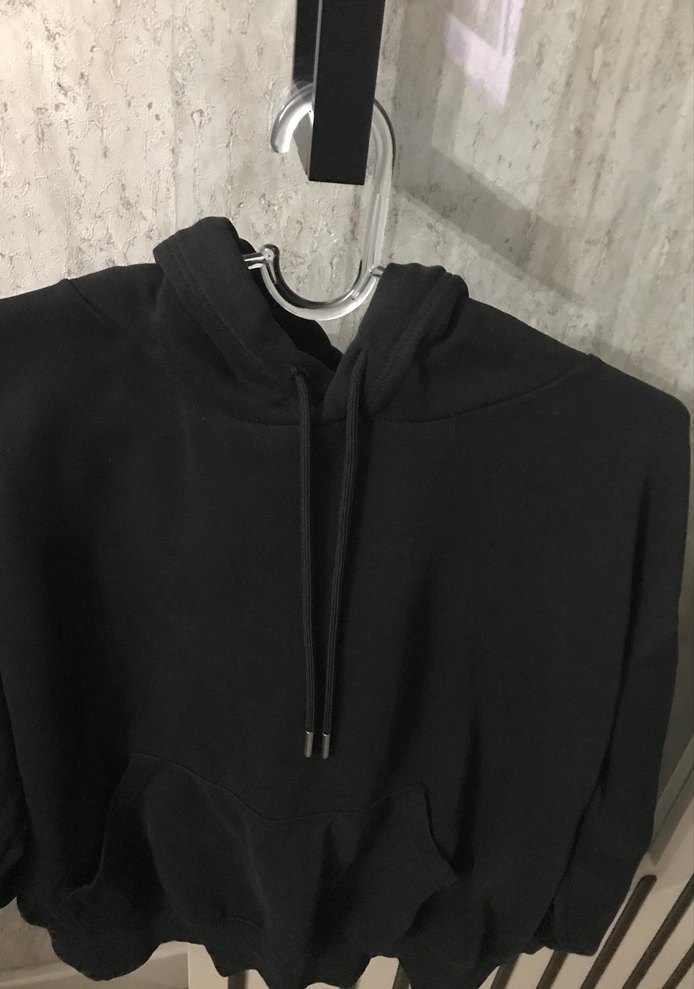 Siyah Yüksek Yakalı Kadın Sweatshirt - Görsel 2