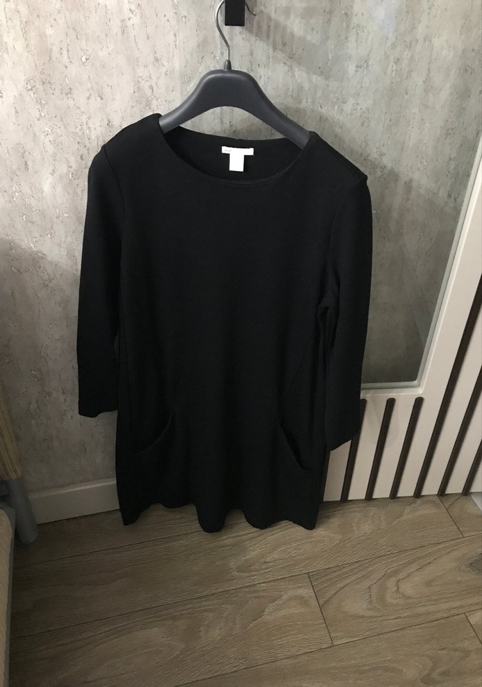 Kadın Siyah Uzun Kollu Basic Elbise - Görsel 2