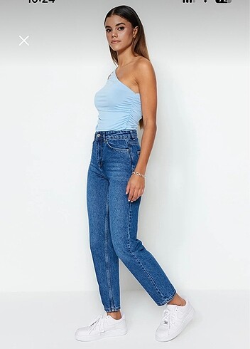 xl Beden TRENDYOLMİLLA mavi yüksek bel mom jeans