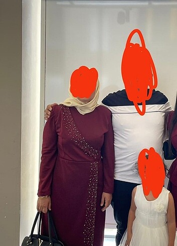 44 Beden Bordo tesettür elbise