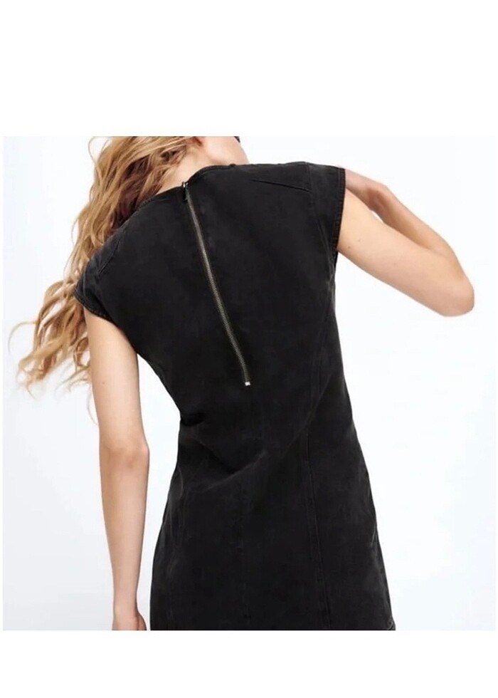 1 kez giyildi denim elbise - Görsel 3