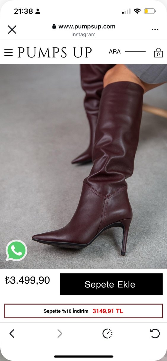 Bordo Deri Dizaltı  Stiletto Çizme - Görsel 2