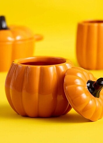 Üçlü Dekoratif mumluk, Kapaklı bal kabağı#pumkin