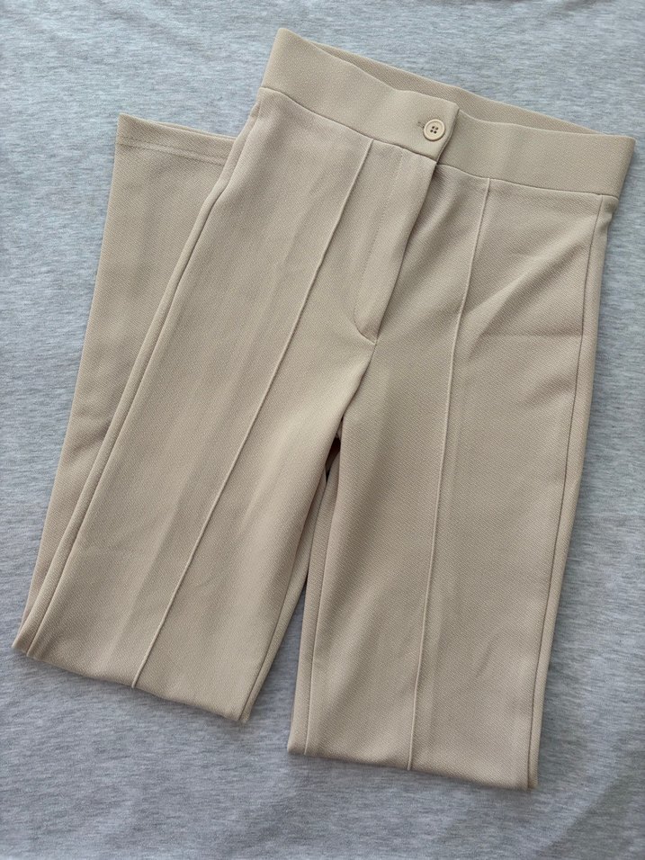 Bej Kadın dikişli Kumaş Pantolon - Görsel 2