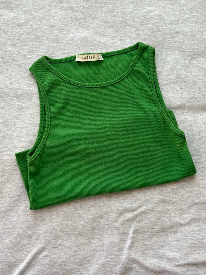 Yeşil Pamuklu Basic Kadın Atlet - Görsel 2