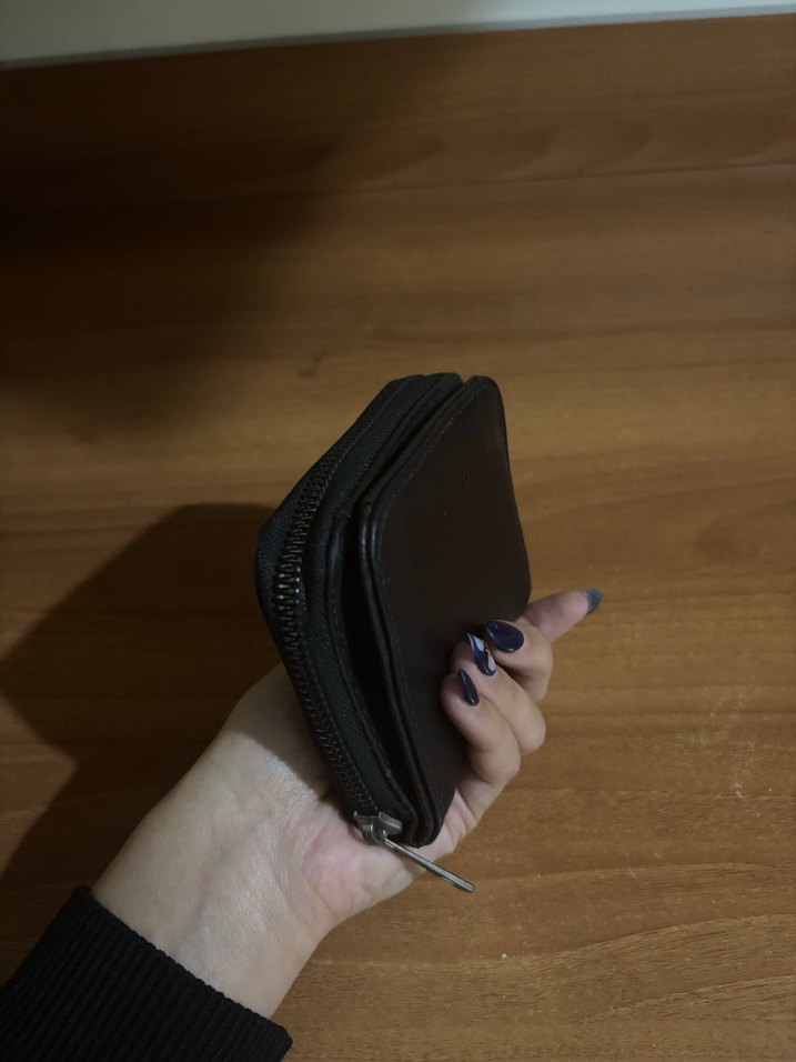 Fermuarlı Siyah Deri Kadın Cüzdanı - Görsel 2