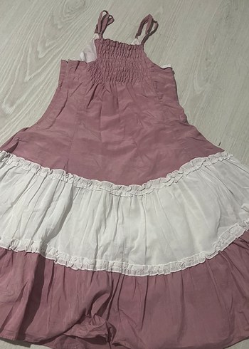 Diğer Pembe Midi Ruffle Detaylı Kolsuz Elbise