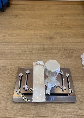 İnci Detaylı Beyaz Modern Klasik Düğün Seti söz tepsisi - Görsel 5