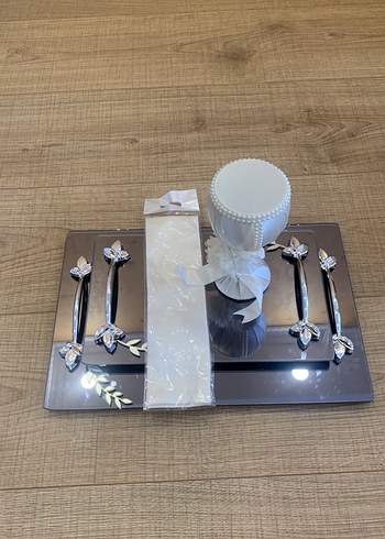 İnci Detaylı Beyaz Modern Klasik Düğün Seti söz tepsisi - Görsel 2