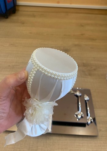 İnci Detaylı Beyaz Modern Klasik Düğün Seti söz tepsisi - Görsel 4