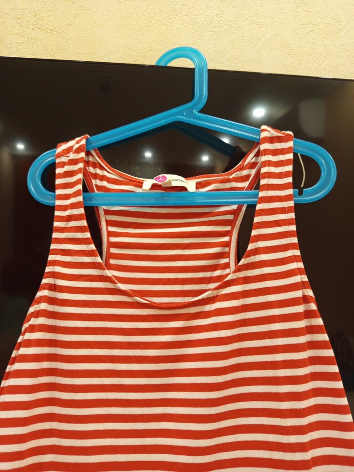 Kırmızı Çizgili Askılı elbise - Görsel 2