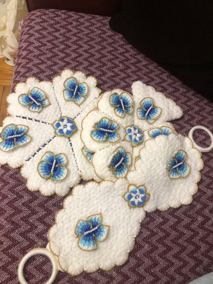 Mavi Kelebekli El İşi lif - Görsel 2