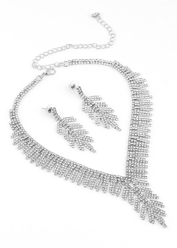 Gümüş Renkli İşlemeli Kadın Takı Seti - Görsel 2