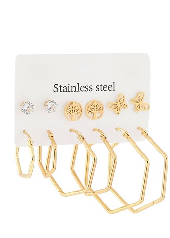 Altın Renk Mini Kadın Küpe Seti - Görsel 4