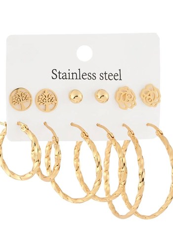 Altın Renk Mini Kadın Küpe Seti - Görsel 3