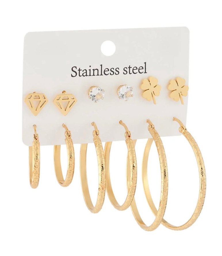 Altın Renk Mini Kadın Küpe Seti - Görsel 2