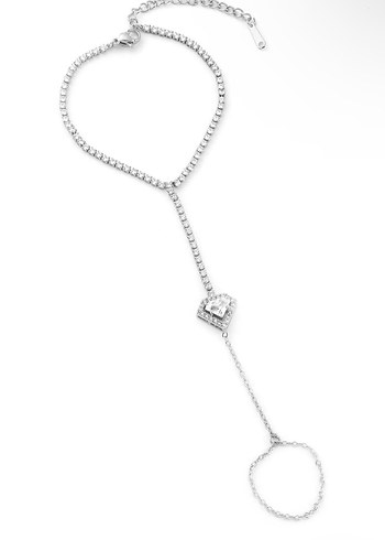 Beyaz Zincir Detaylı Kadın El Zinciri - Görsel 3