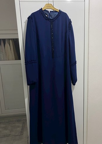 Lacivert tesettür abiye elbise - Görsel 2