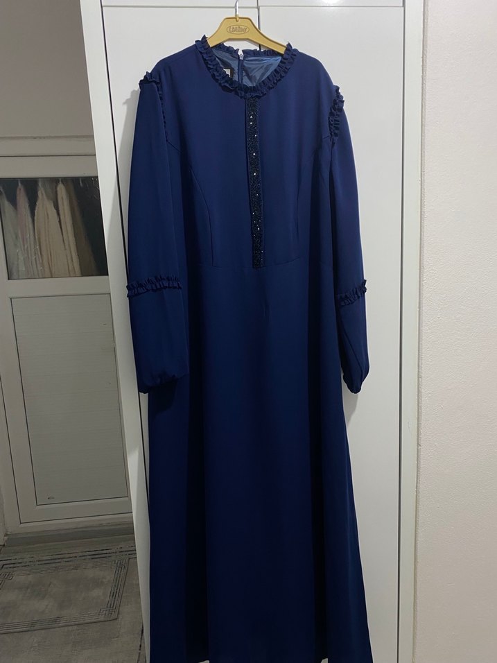 Lacivert tesettür abiye elbise - Görsel 2