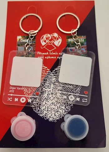 Parmak İzi Çift Anahtarlık Sevgililer Günü 
ATE/Diğer Yarım - Görsel 2