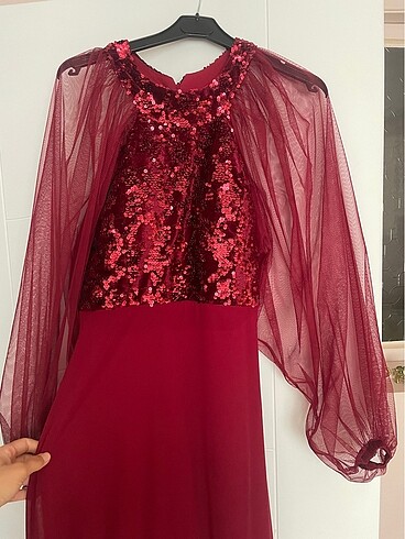 36 Beden Bordo pullu abiye